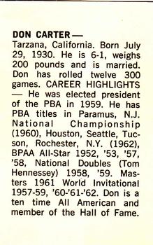 1973 PBA Bowling #NNO Don Carter Back